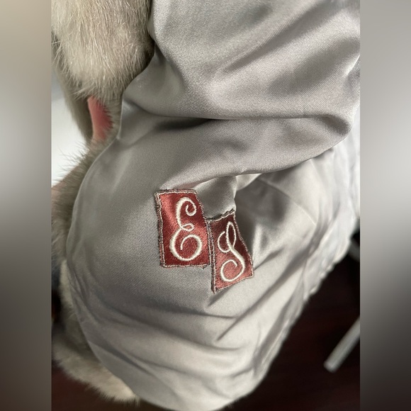 Blue mink solid  real fur collar coat with hooks - Picture 5 of 9